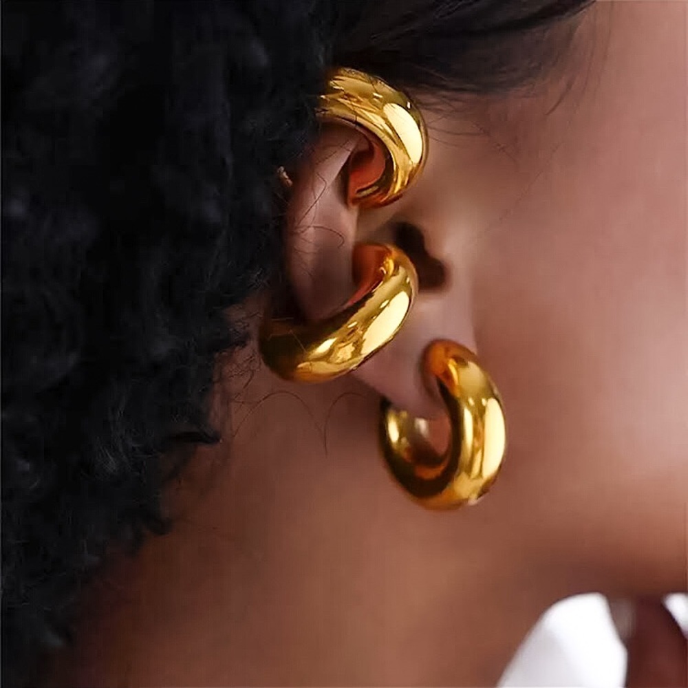 ⚜️𝟯𝟬%𝗢𝗙𝗙 𝗯𝘂𝗻𝗱𝗹𝗲𝘀 𝟯+⚜️ NEW 2 Large Chunky Ear Cuffs Set - Picture 5 of 14